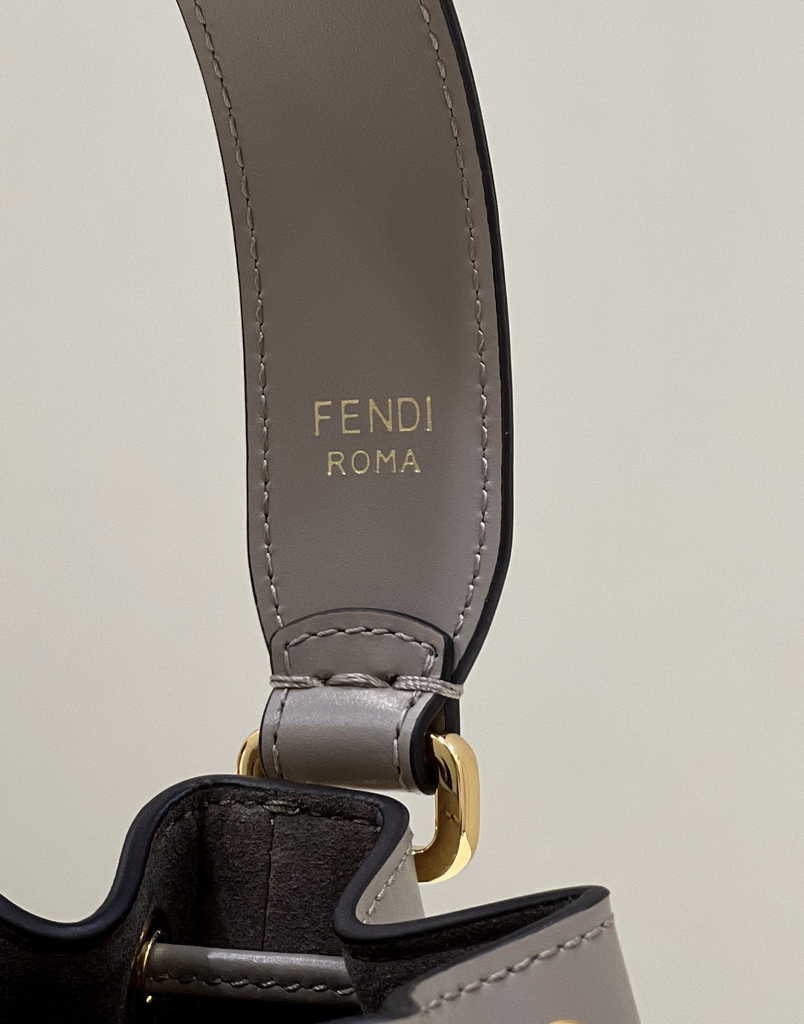 Feendi 8BS010 Bucket Bag Mon Tresor gray leather mini-bag with FF print - Default Title - View 6