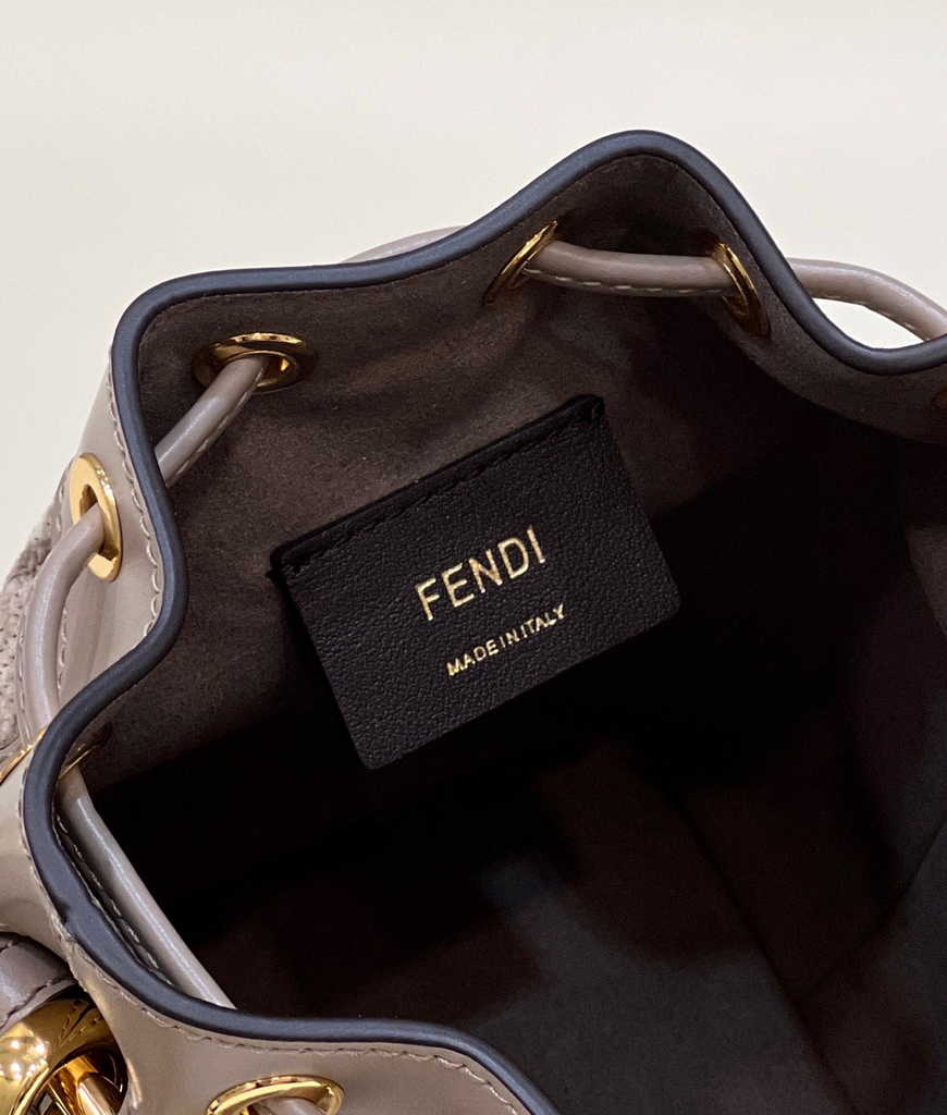 Feendi 8BS010 Bucket Bag Mon Tresor gray leather mini-bag with FF print - Default Title - View 7