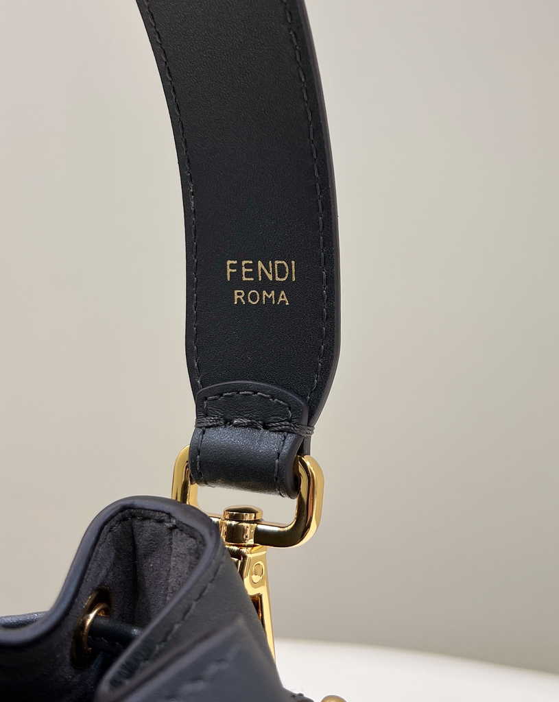 Feendi 8BS010 Bucket Bag Mon Tresor black leather mini-bag with FF print - Default Title - View 4