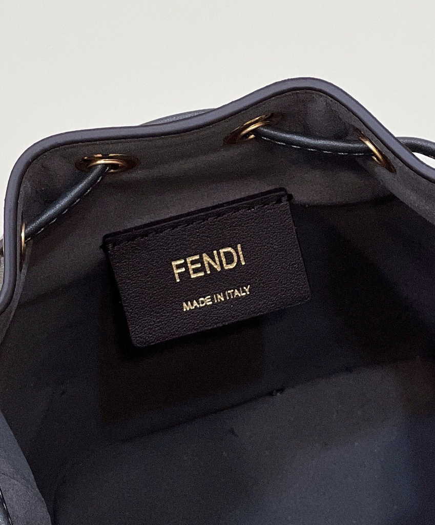 Feendi 8BS010 Bucket Bag Mon Tresor black leather mini-bag with FF print - Default Title - View 6