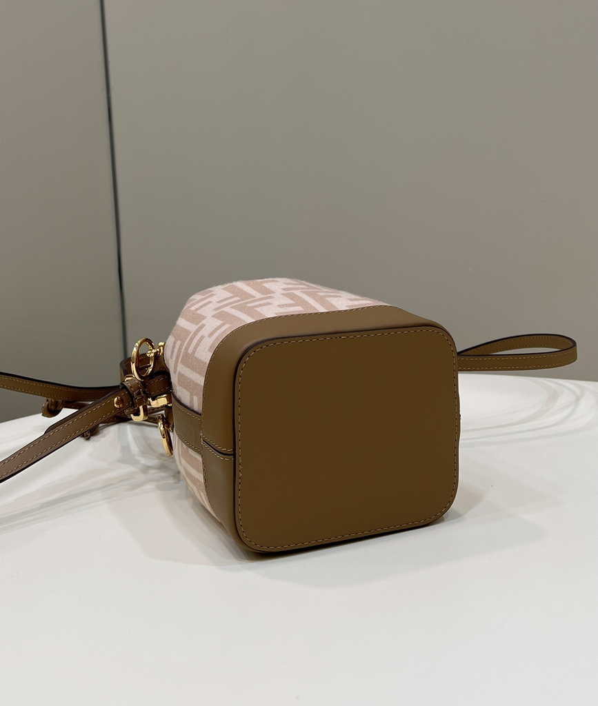 Feendi 8BS010 Bucket Bag Mon Tresor brown leather mini-bag with FF print - Default Title - View 5