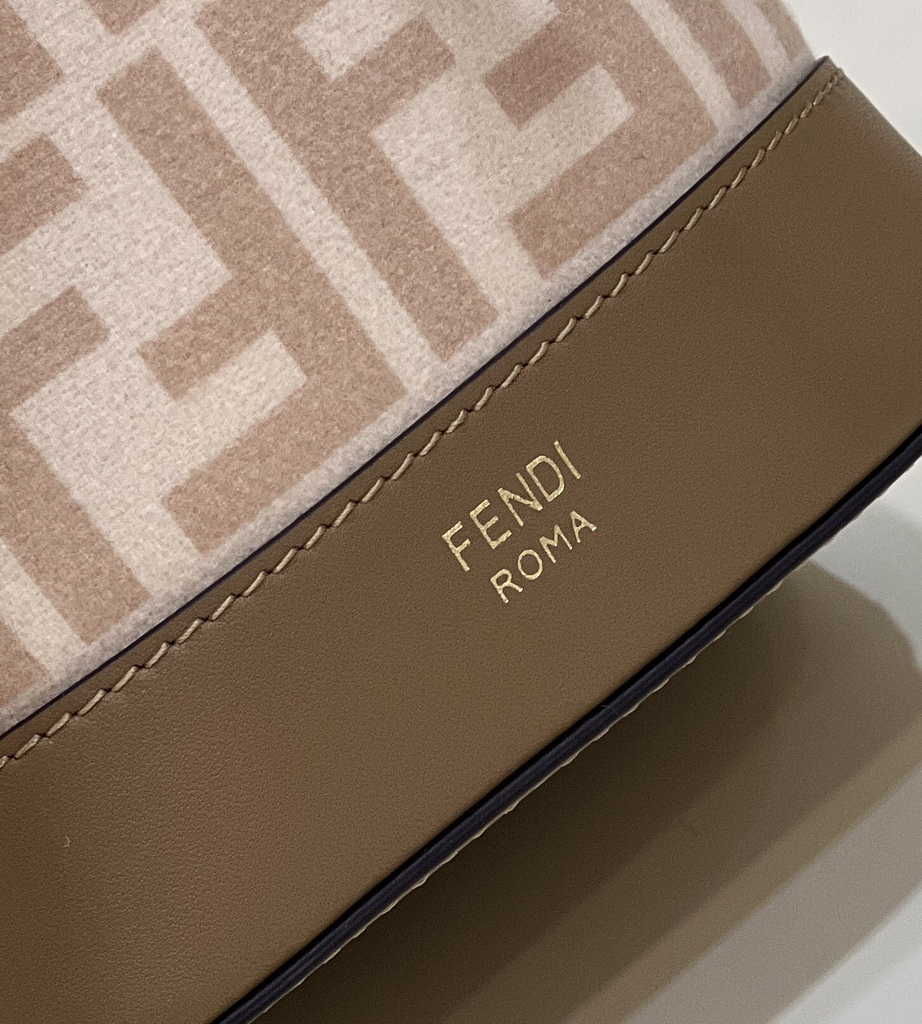 Feendi 8BS010 Bucket Bag Mon Tresor brown leather mini-bag with FF print - Default Title - View 6