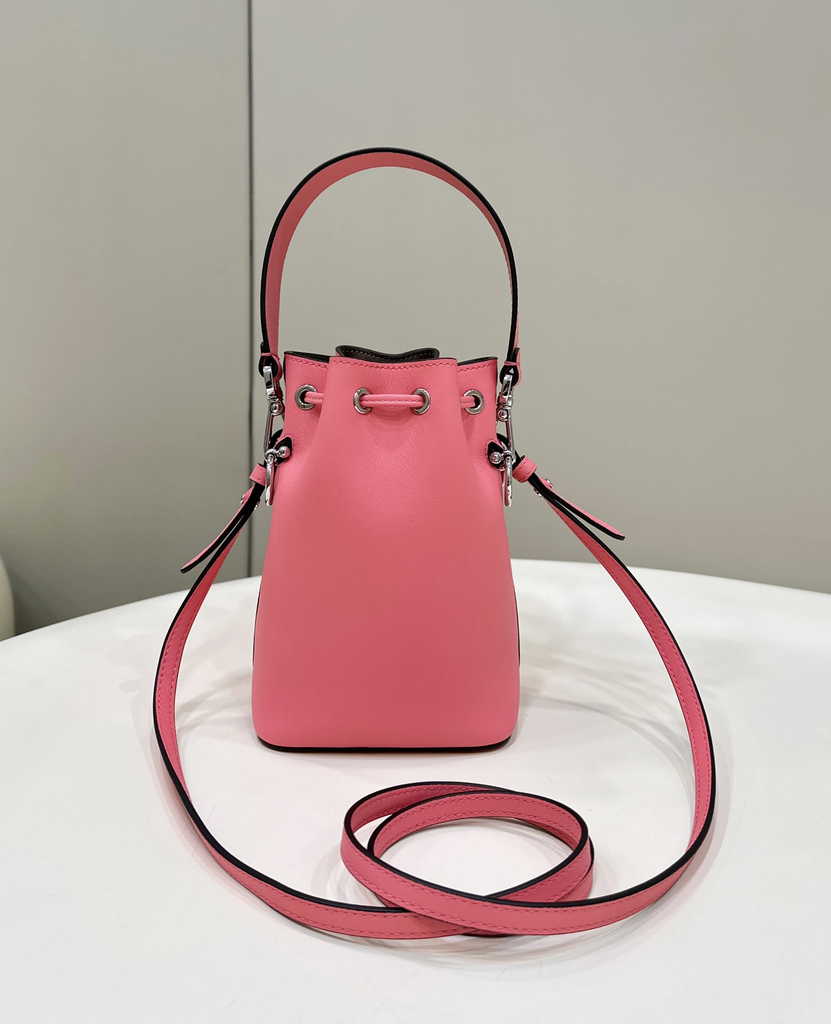 Fendi Bucket Bag Mon Tresor 8BS010 Pink leather mini-bag with 3D roses - Default Title - View 2
