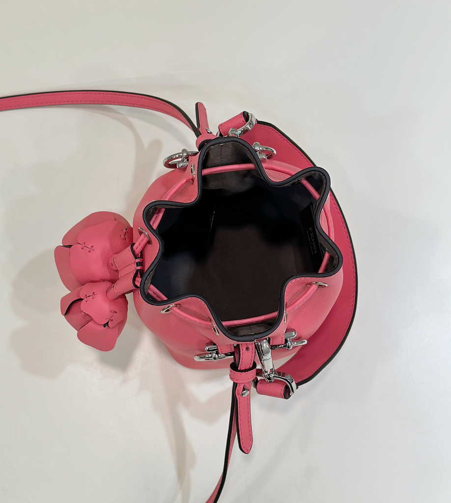 Fendi Bucket Bag Mon Tresor 8BS010 Pink leather mini-bag with 3D roses - Default Title - View 7