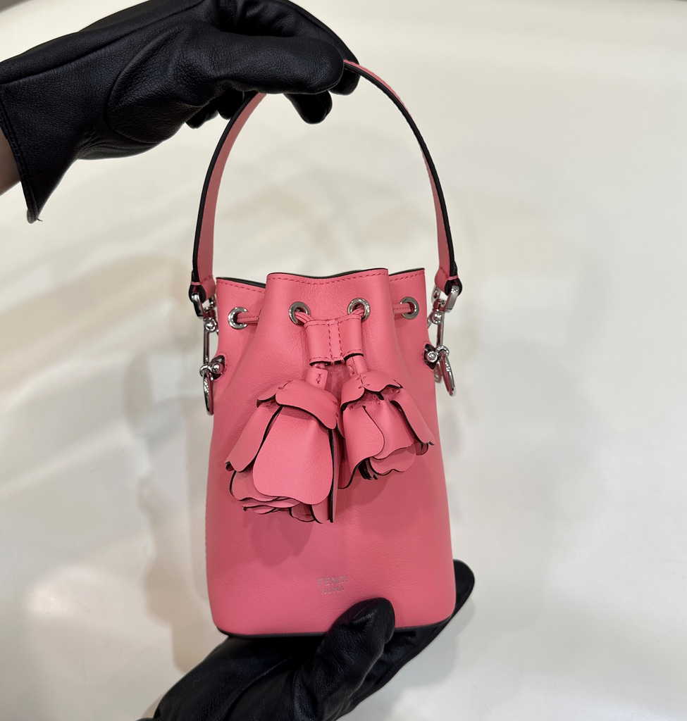 Fendi Bucket Bag Mon Tresor 8BS010 Pink leather mini-bag with 3D roses - Default Title - View 8