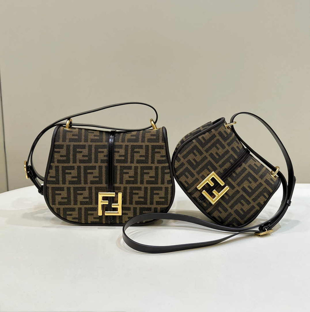 Fendi Cmon Medium 8BT366 Shoulder Brown FF jacquard fabric Bag - Default Title - View 1