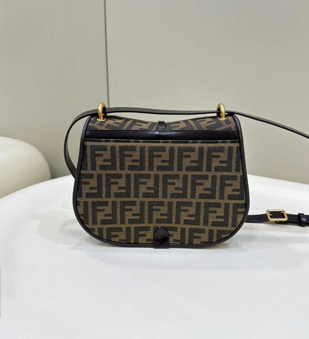 Fendi Cmon Medium 8BT366 Shoulder Brown FF jacquard fabric Bag - Default Title - View 4