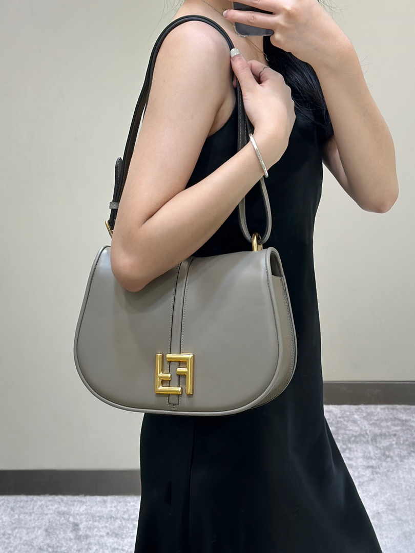 Fendi Cmon Medium 8BT366 Shoulder gray smooth leather Bag - Default Title - View 1