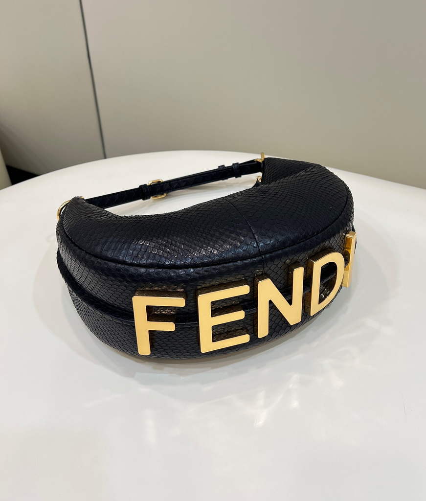 Fendi Fendigraphy Small black snake leather bag 8BR798 - Default Title - View 2
