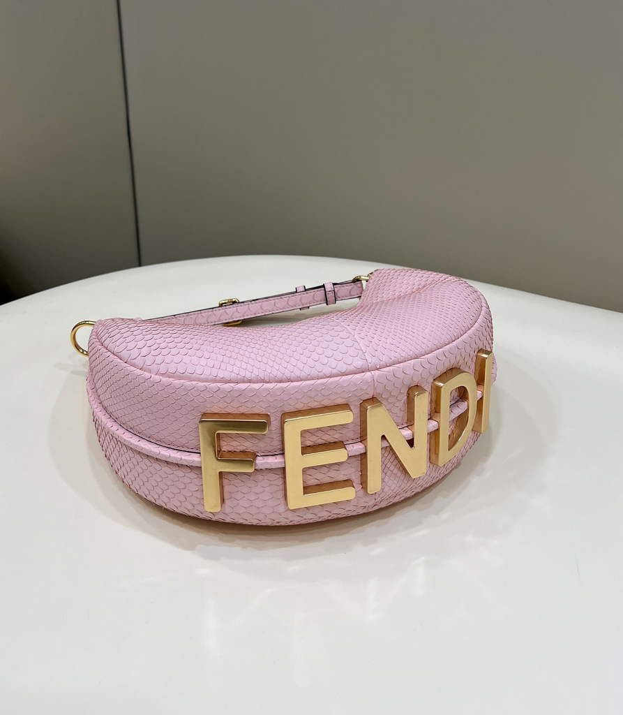 Fendi Fendigraphy Small pink snake leather bag 8BR798 - Default Title - View 2