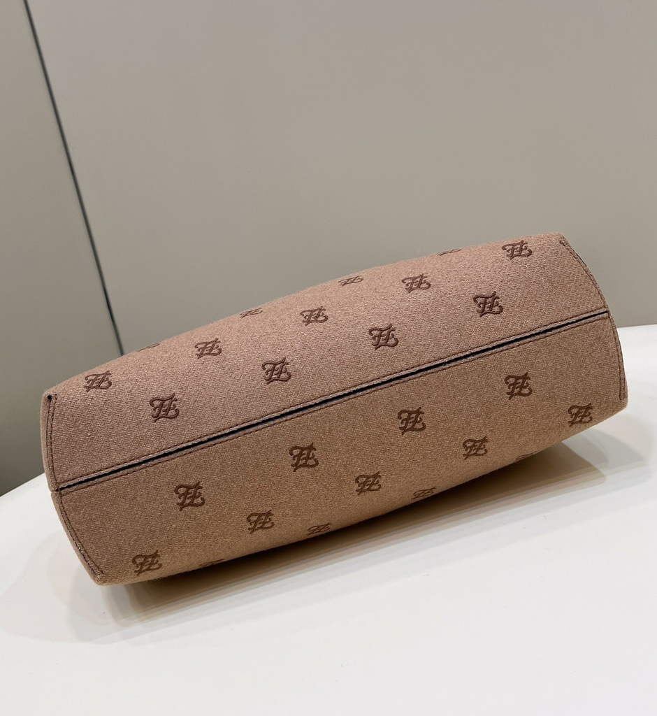 Fendi First Medium 8BP127 Dark Beige flannel bag with embroidery - Default Title - View 5