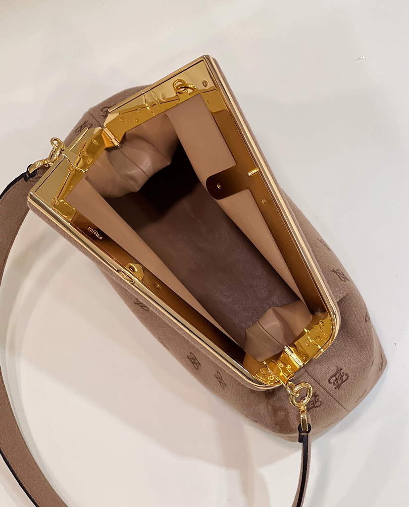 Fendi First Medium 8BP127 Dark Beige flannel bag with embroidery - Default Title - View 9