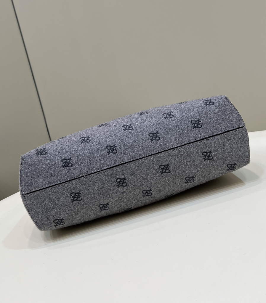 Fendi First Medium 8BP127 Gray flannel bag with embroidery - Default Title - View 4