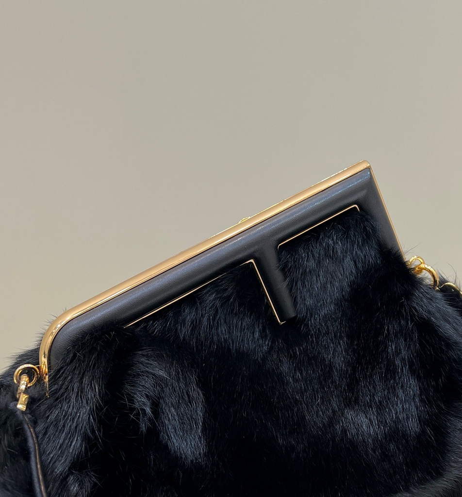 Fendi First Medium 8BP127 Black fox fur bag - Default Title - View 4