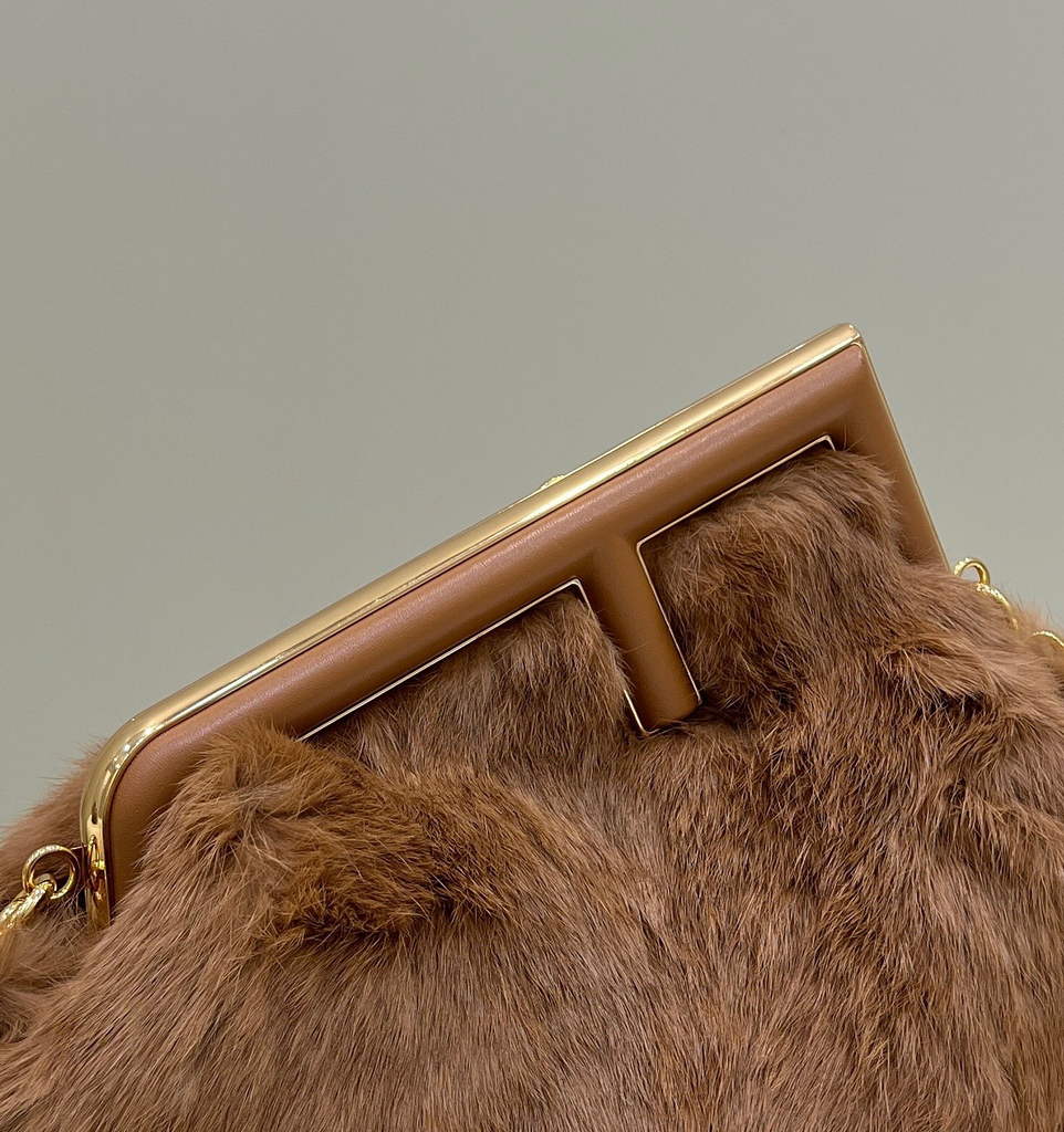 Fendi First Medium 8BP127 Brown fox fur bag - Default Title - View 5
