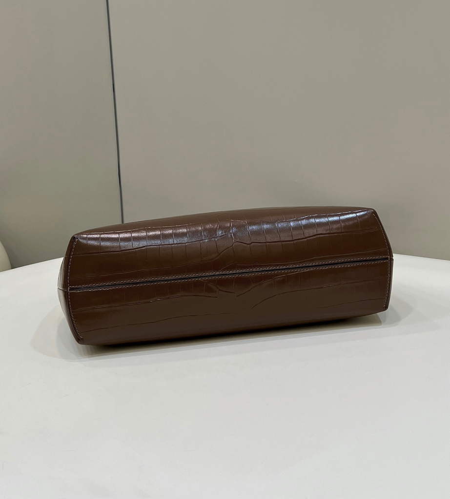 Fendi First Medium 8BP127 Brown laqué crocodile leather bag - Default Title - View 4