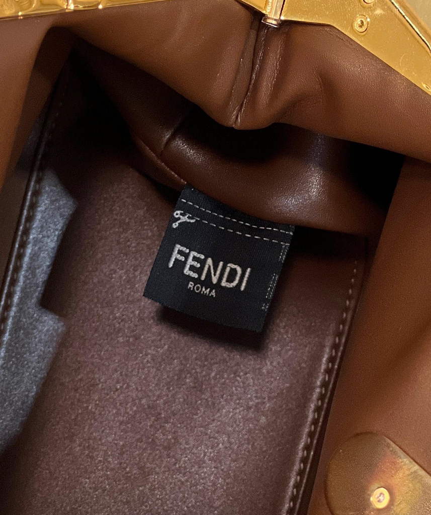 Fendi First Medium 8BP127 Brown laqué crocodile leather bag - Default Title - View 8