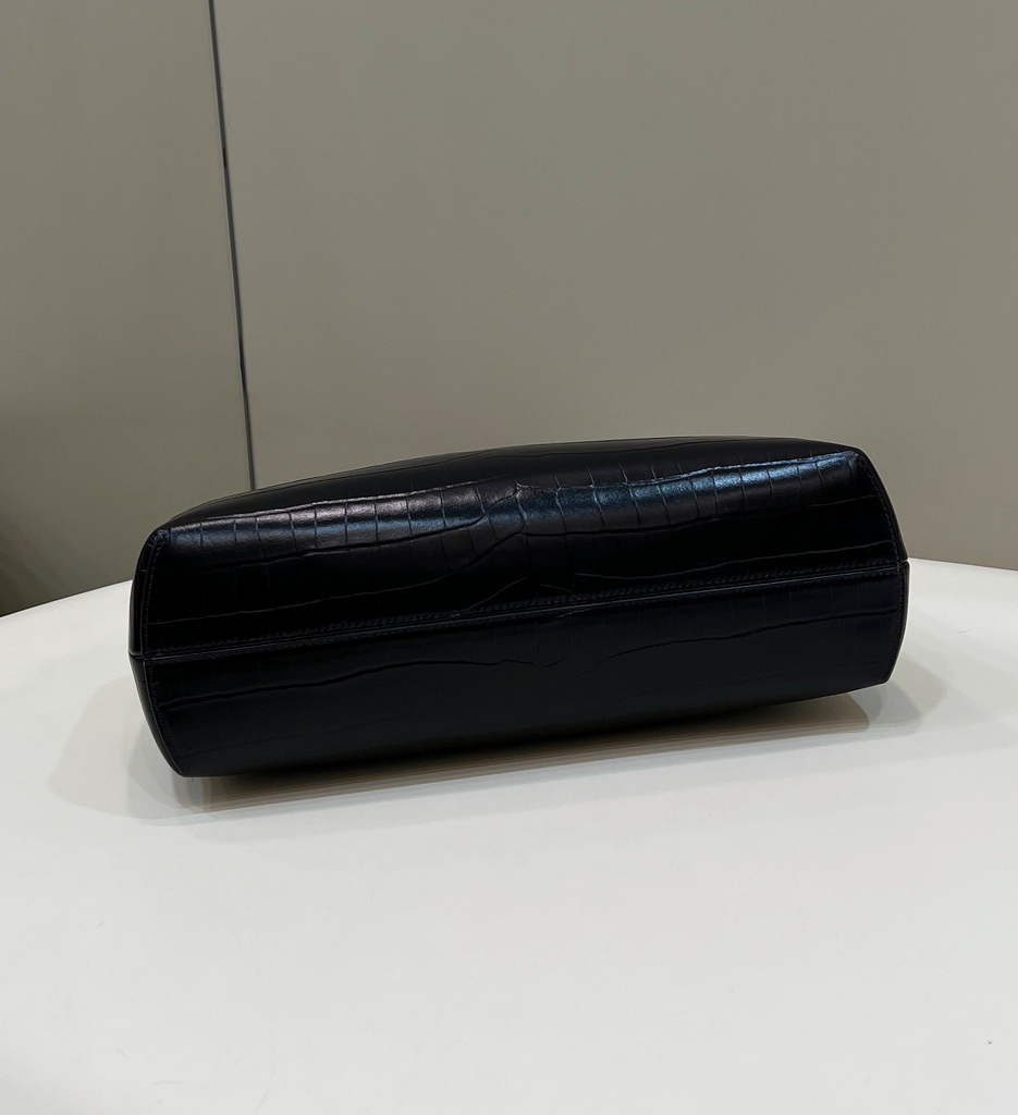 Fendi First Medium 8BP127 Black laqué crocodile leather bag - Default Title - View 4