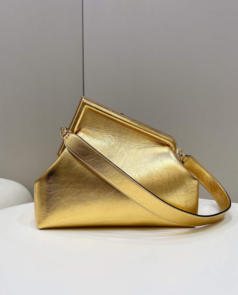 Fendi First Medium 8BP127 Gold leather bag - Default Title - View 2