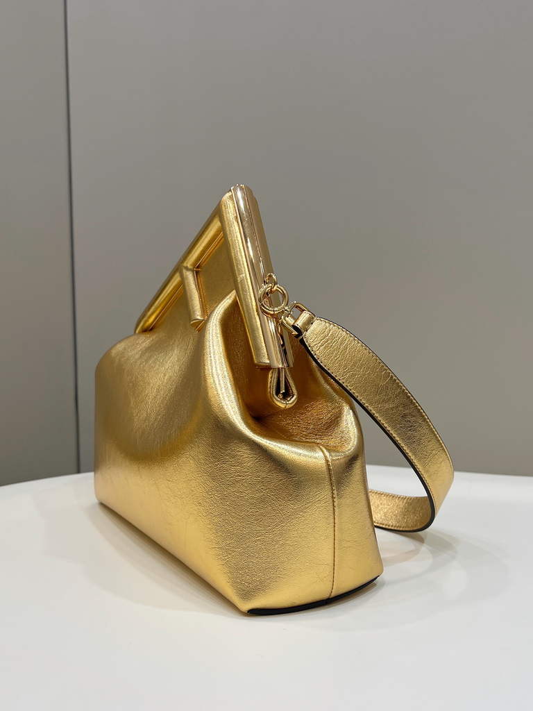 Fendi First Medium 8BP127 Gold leather bag - Default Title - View 3