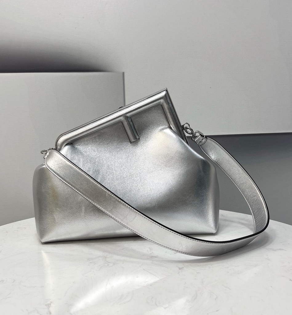 Fendi First Medium 8BP127 Silver leather bag - Default Title - View 1