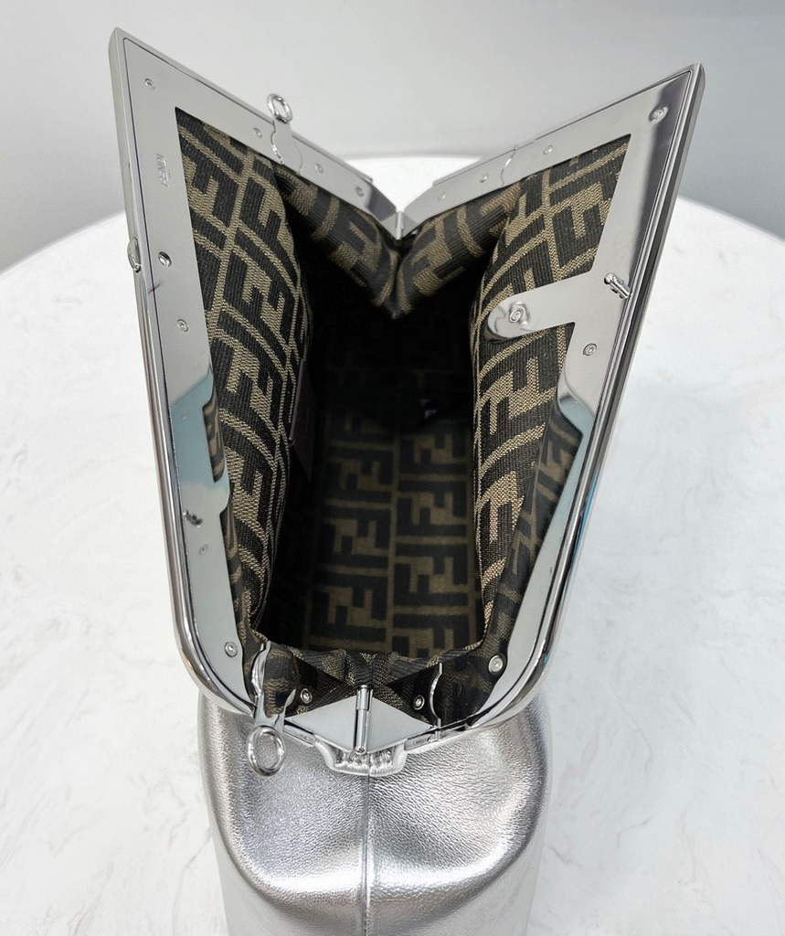 Fendi First Medium 8BP127 Silver leather bag - Default Title - View 8