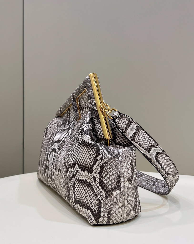 Fendi First Medium 8BP127 Gray python leather bag - Default Title - View 5