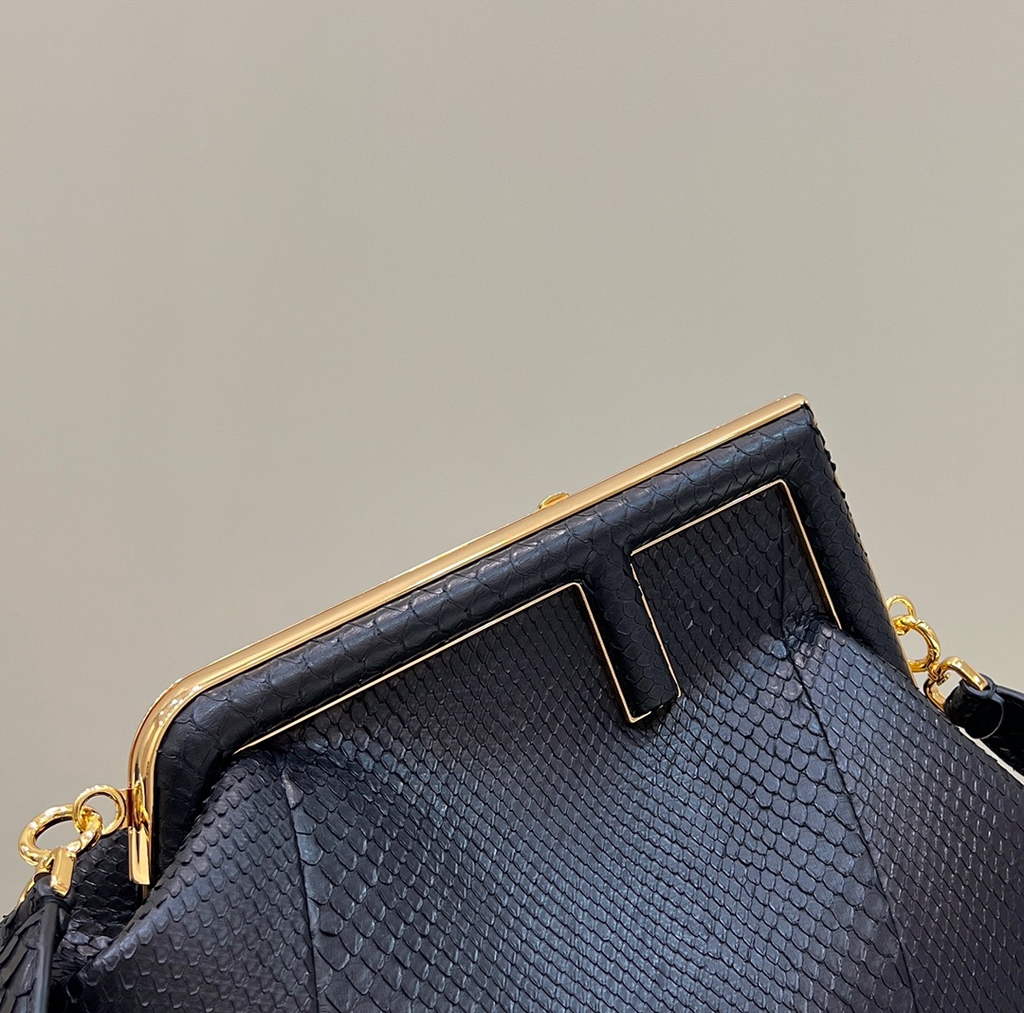 Fendi First Medium 8BP127 Black python leather bag - Default Title - View 3