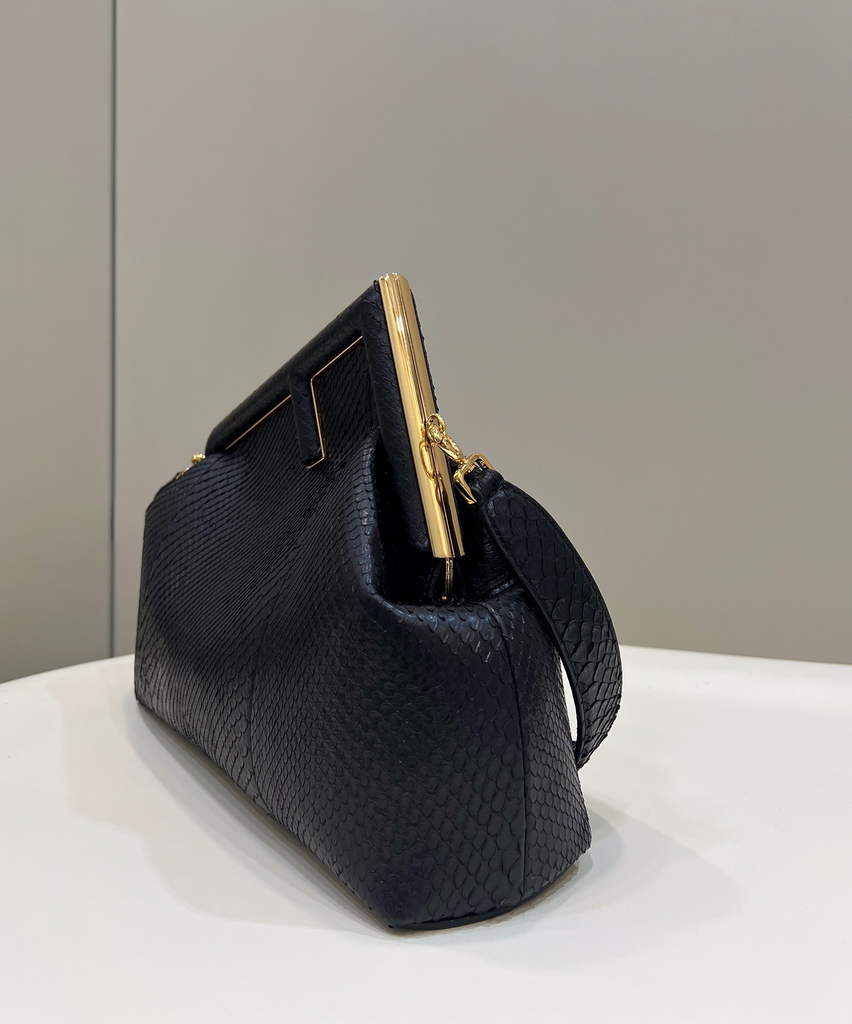 Fendi First Medium 8BP127 Black python leather bag - Default Title - View 5