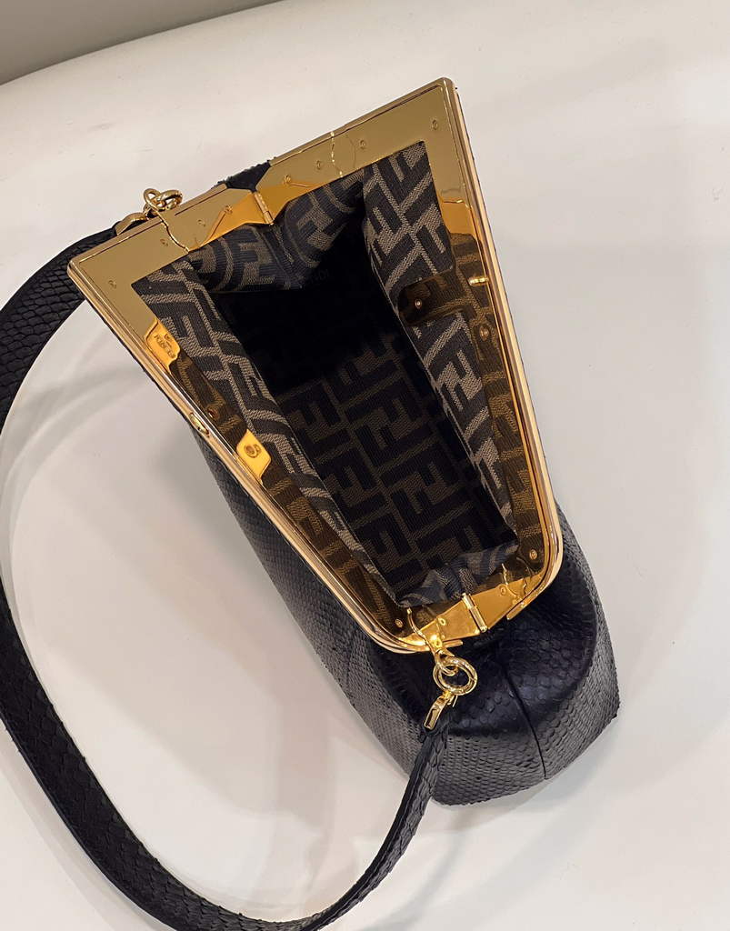 Fendi First Medium 8BP127 Black python leather bag - Default Title - View 9