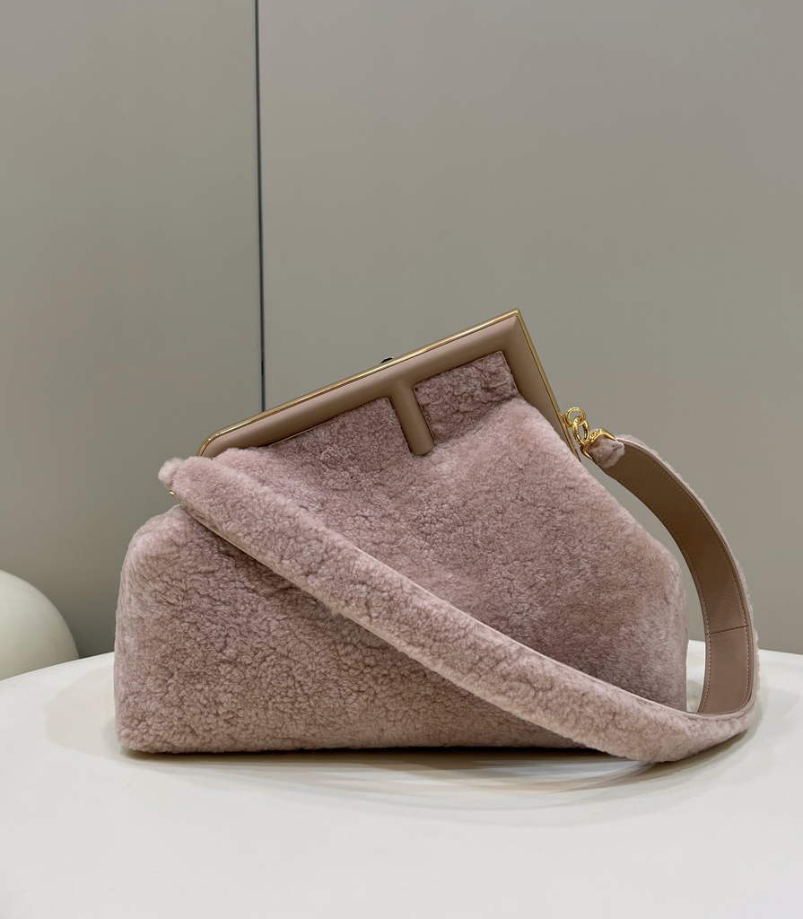 Fendi First Medium 8BP127 Pink sheepskin bag - Default Title - View 1