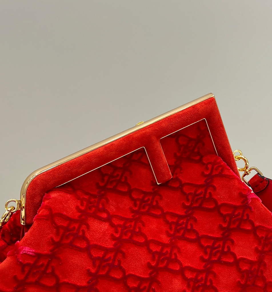 Fendi First Medium 8BP127 Red Suede bag - Default Title - View 4