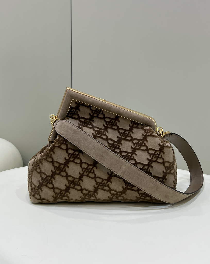 Fendi First Medium 8BP127 khaki Suede bag - Default Title - View 2