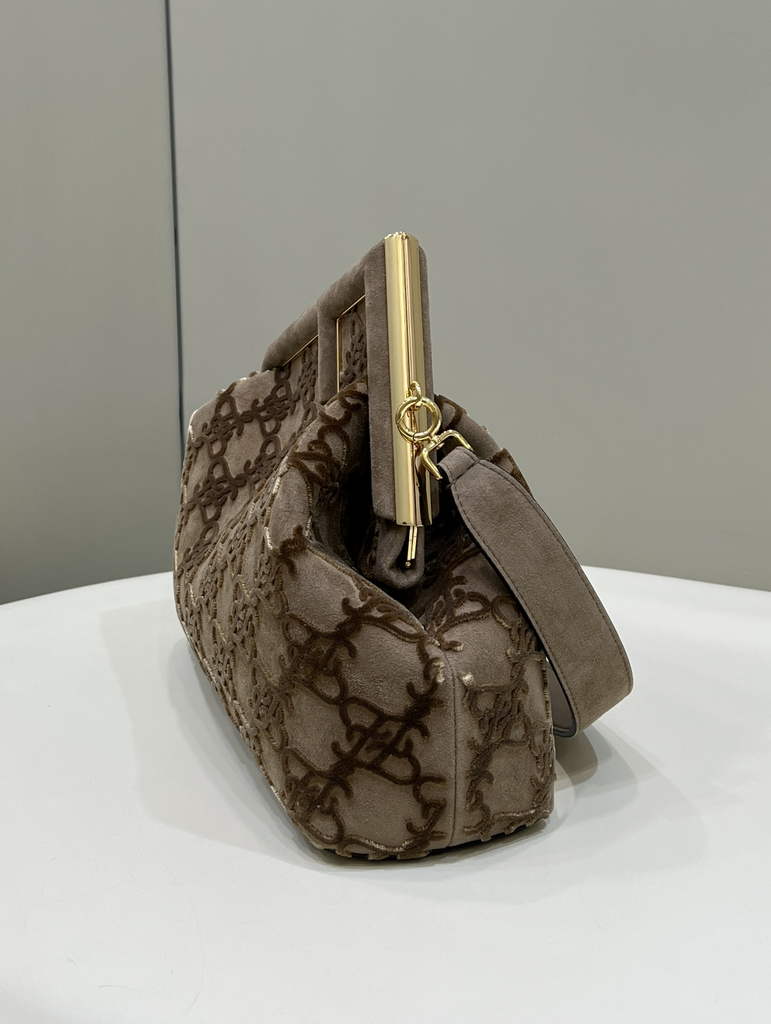 Fendi First Medium 8BP127 khaki Suede bag - Default Title - View 3