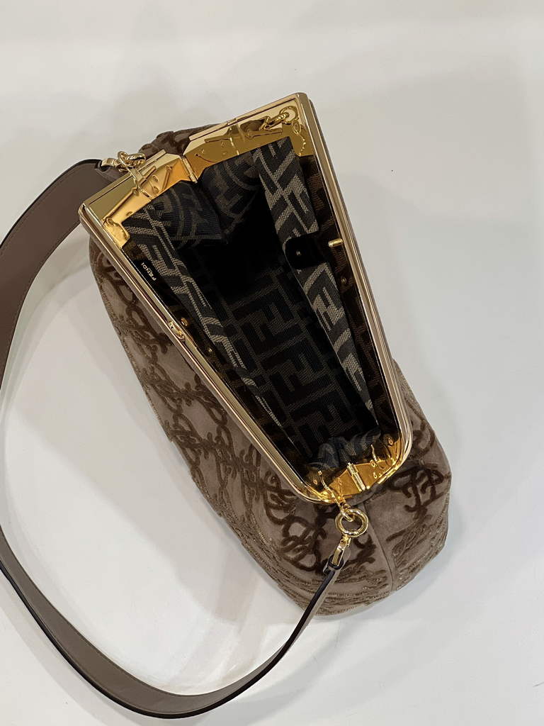 Fendi First Medium 8BP127 khaki Suede bag - Default Title - View 9