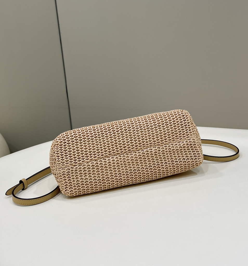 Fendi First Small 8BP129 Beige raffia macrame bag - Default Title - View 4