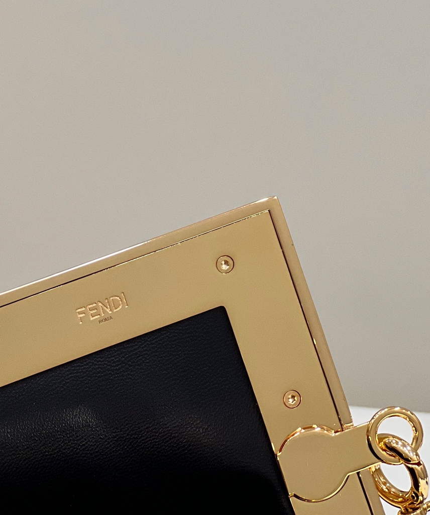 Fendi First Small 8BP129 Black laqué crocodile leather bag - Default Title - View 6