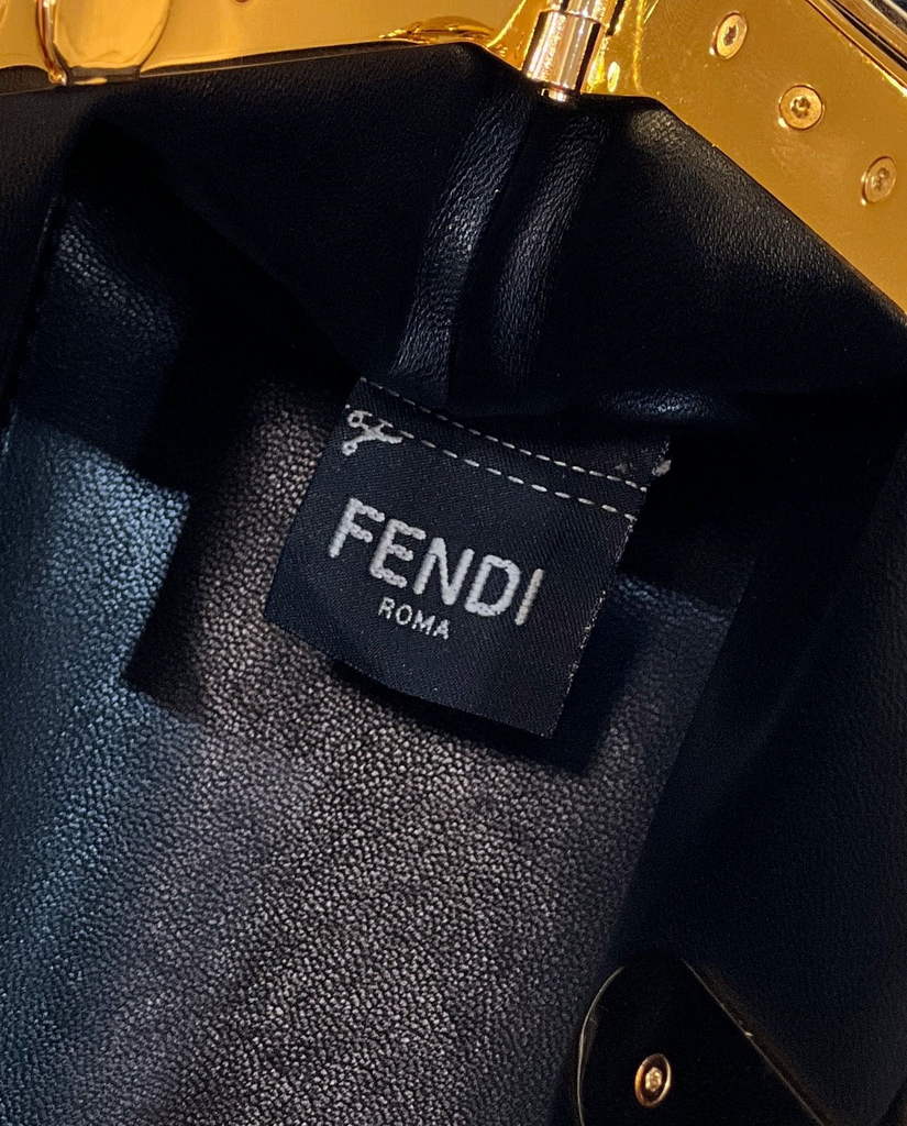 Fendi First Small 8BP129 Black laqué crocodile leather bag - Default Title - View 8