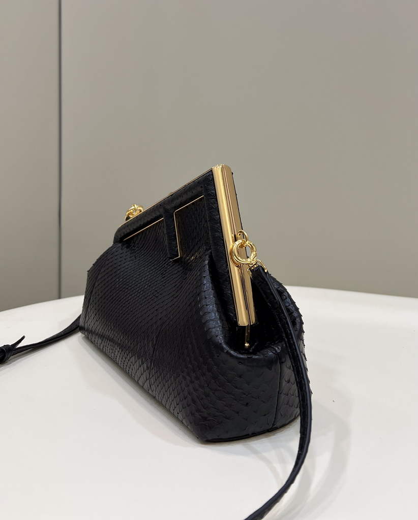 Fendi First Small 8BP129 Black python leather bag - Default Title - View 3