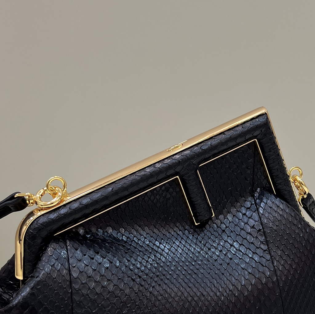 Fendi First Small 8BP129 Black python leather bag - Default Title - View 5