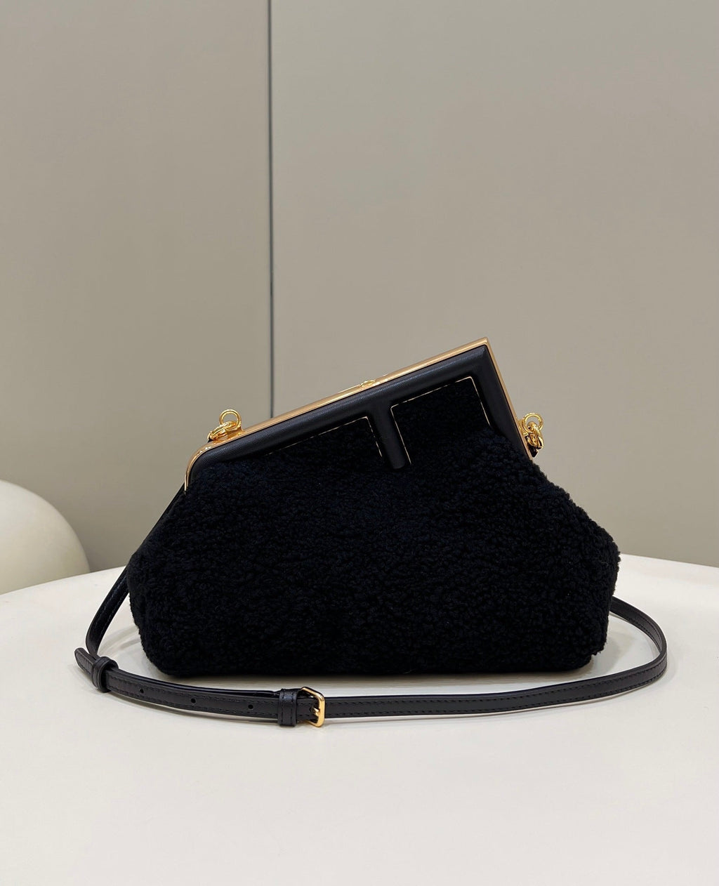 Fendi First Small 8BP129 Black sheepskin bag - Default Title - View 1