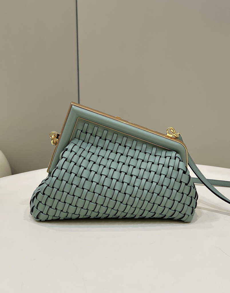 Fendi First Small 8BP129 Green braided leather bag - Default Title - View 2