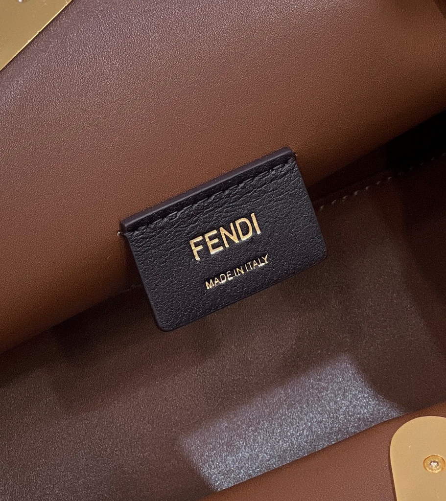 Fendi First Small 8BP129 Brown laqué crocodile leather bag - Default Title - View 7