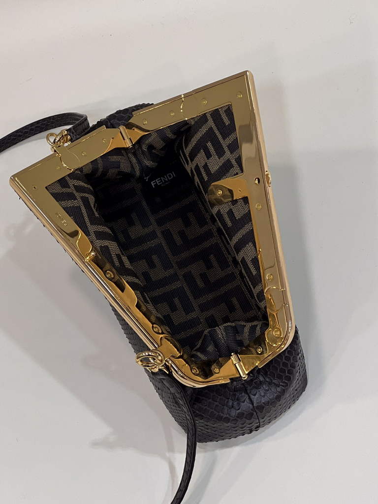 Fendi First Small 8BP129 Brown python leather bag - Default Title - View 9