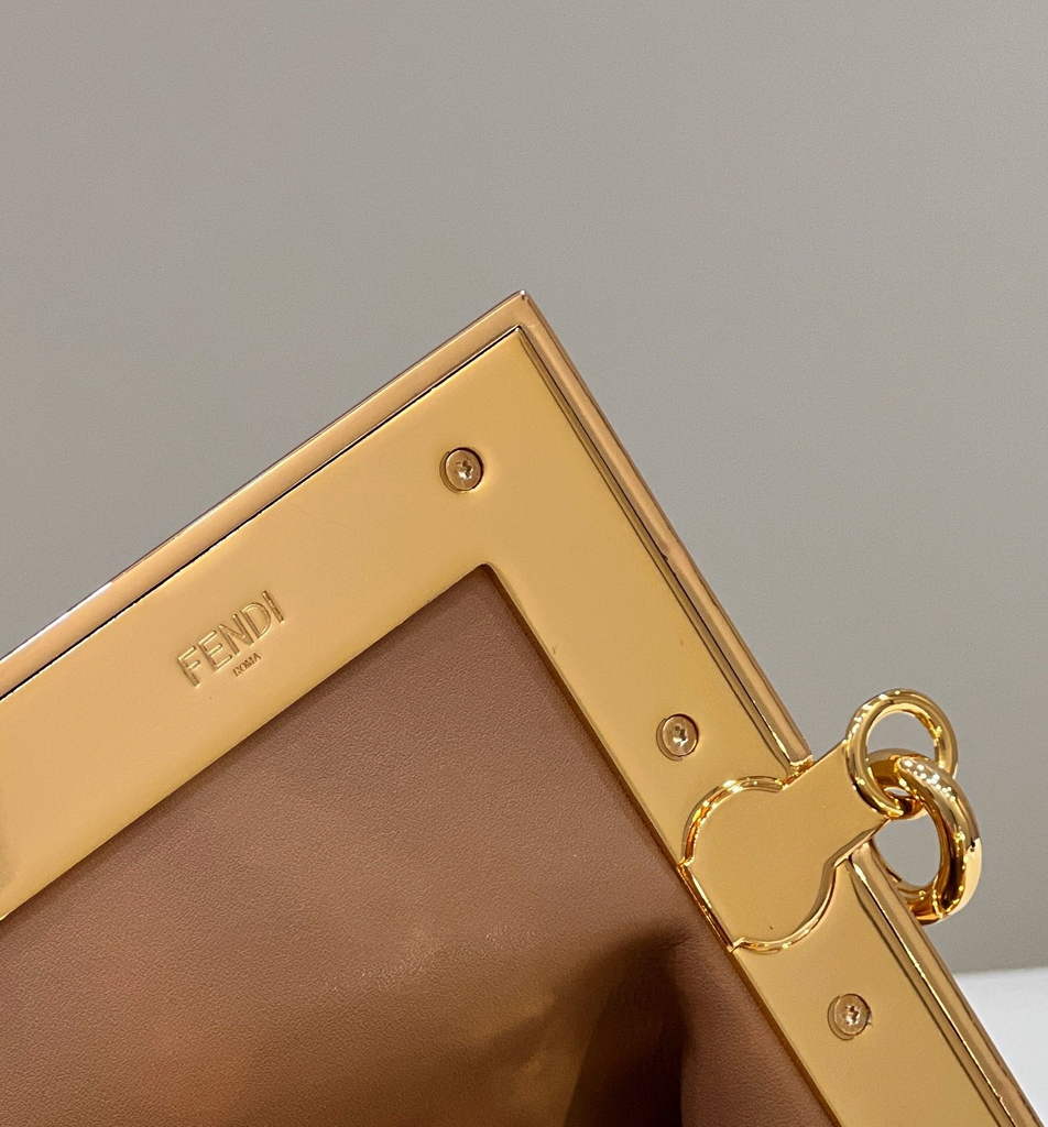 Fendi First Small 8BP129 Dark Beige flannel bag with embroidery - Default Title - View 5