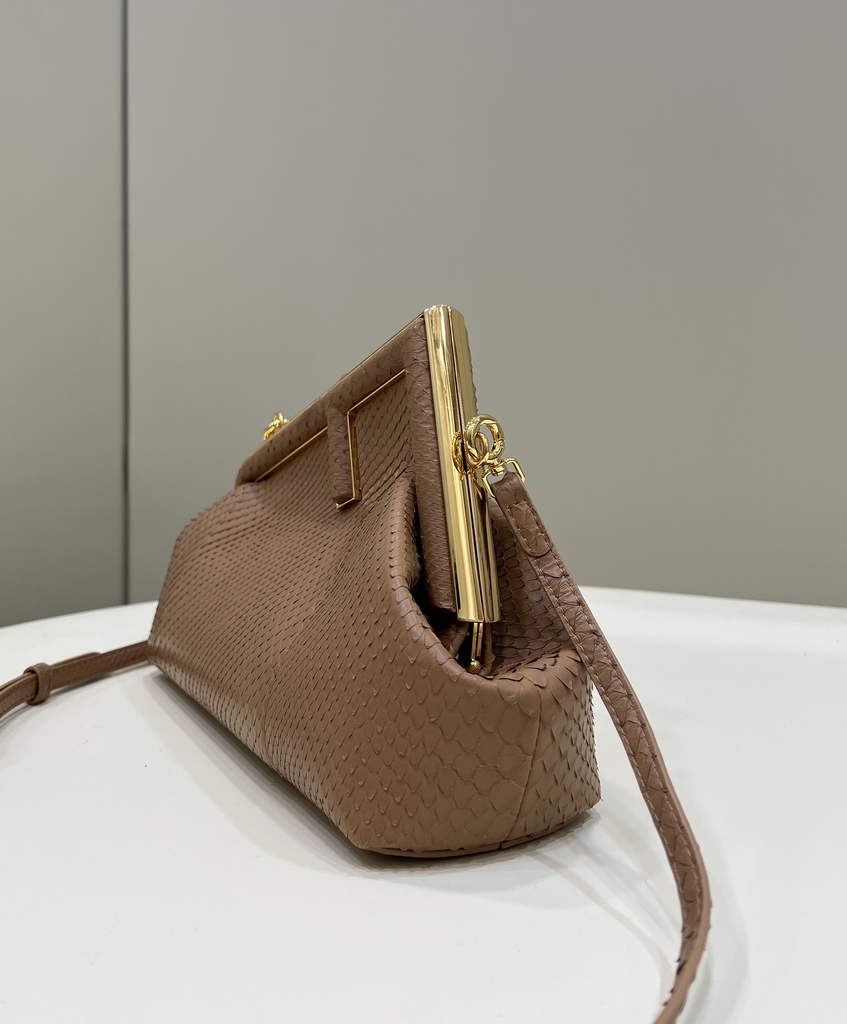 Fendi First Small 8BP129 Dark Beige python leather bag - Default Title - View 3