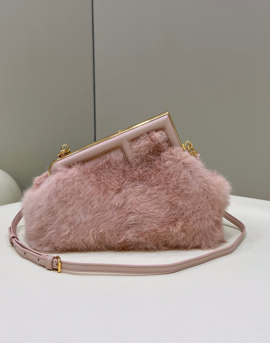 Fendi First Small 8BP129 Pink fox fur bag - Default Title - View 1