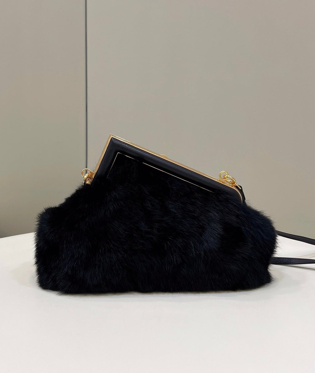 Fendi First Small 8BP129 Black fox fur bag - Default Title - View 2