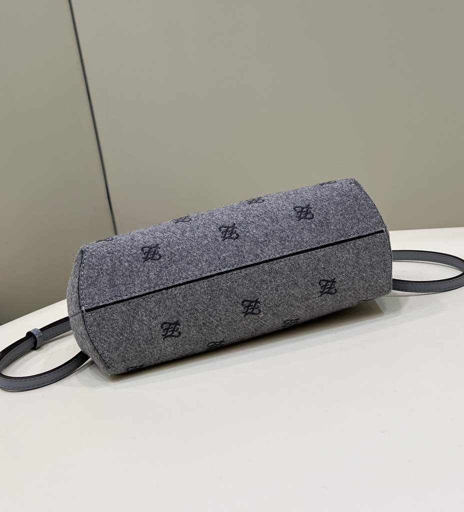 Fendi First Small 8BP129 Gray flannel bag with embroidery - Default Title - View 4
