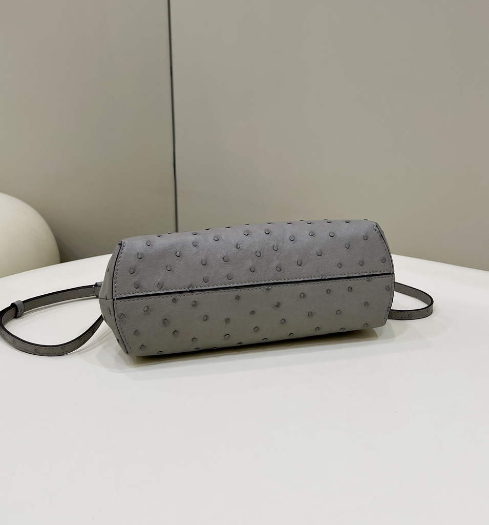 Fendi First Small 8BP129 Gray ostrich leather bag - Default Title - View 4